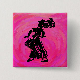 Bóton Quadrado 5.08cm New York Boogie Nights Drum Hot Pink