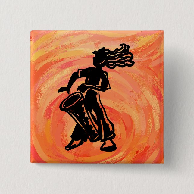 Bóton Quadrado 5.08cm New York Boogie Nights Drum Orange (Frente)