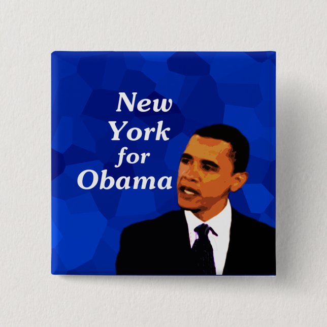 Bóton Quadrado 5.08cm New York para Obama (Frente)