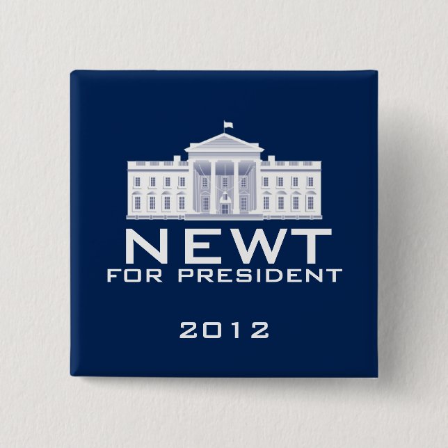 Bóton Quadrado 5.08cm Newt Gingrich 2012 (Frente)