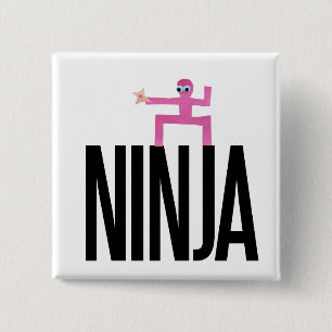Bóton Quadrado 5.08cm Ninja Rosa