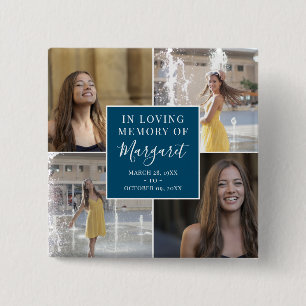 Bóton Quadrado 5.08cm No Amor Memória, Colagem de Fotos Memorial Funera