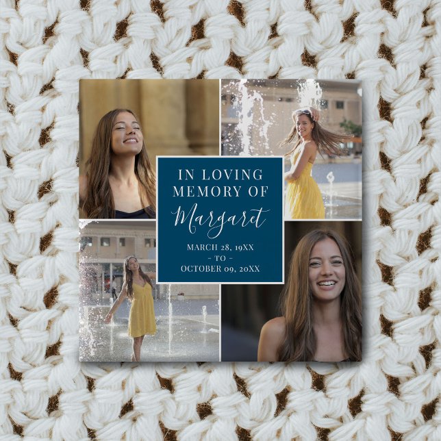 Bóton Quadrado 5.08cm No Loving Memory Funeral Memorial Collage (Criador carregado)