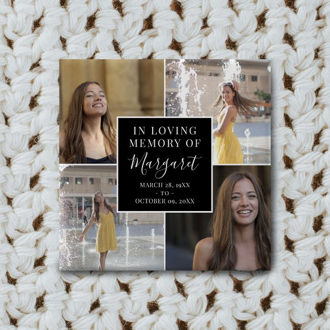 Bóton Quadrado 5.08cm No Loving Memory Funeral Memorial Collage (Criador carregado)