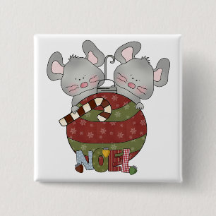 Bóton Quadrado 5.08cm Noel Mice Holiday T-shirts e presentes