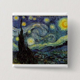 Bóton Quadrado 5.08cm noite estrelada, 1889, Vincent van Gogh