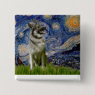 Bóton Quadrado 5.08cm Noite Estrelada - Norwegian Elkhound