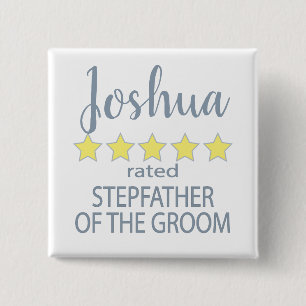 Bóton Quadrado 5.08cm Noiva e Cortejo 5 Estrelas Padrasto do Noivo