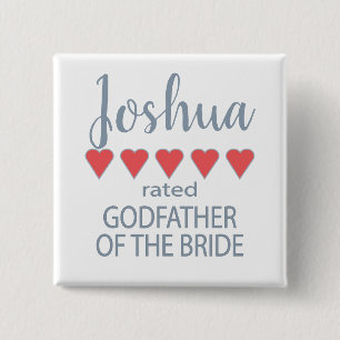 Bóton Quadrado 5.08cm Noiva e Cortejo de Casamento 5 Padrinho do Coração
