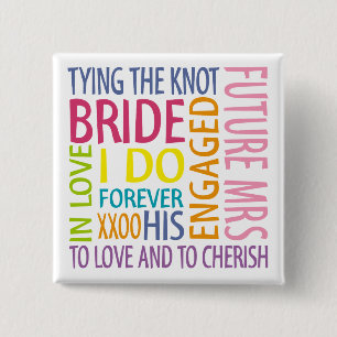 Bóton Quadrado 5.08cm Noiva Sentiments Casamento