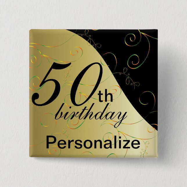 Bóton Quadrado 5.08cm Nome de DIY & aniversário da idade (Frente)