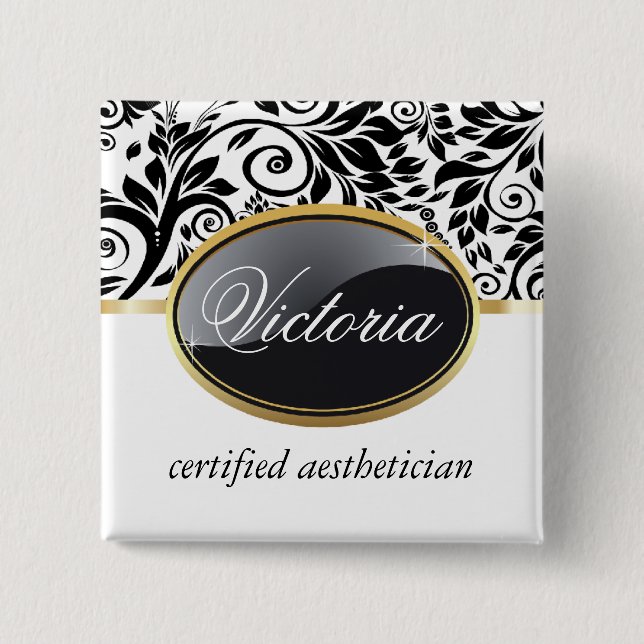 Bóton Quadrado 5.08cm Nome de etiqueta Classy Salon (Frente)