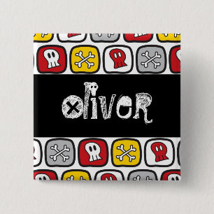 Bóton Quadrado 5.08cm Nome de etiqueta de Festas de aniversário de Pirat