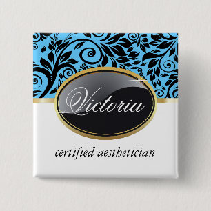 Bóton Quadrado 5.08cm Nome de etiqueta elegante do salão de beleza