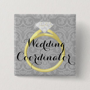 Bóton Quadrado 5.08cm Nome de etiqueta nupcial da festa de casamento do