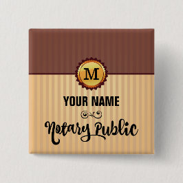 Bóton Quadrado 5.08cm Nome do Monograma de Seal Dourada Notário Personal