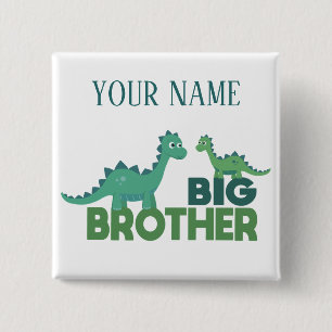Bóton Quadrado 5.08cm Nome personalizado de menino do Big Brother dinoss