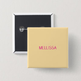 Bóton Quadrado 5.08cm Nome personalizado minimalista creme