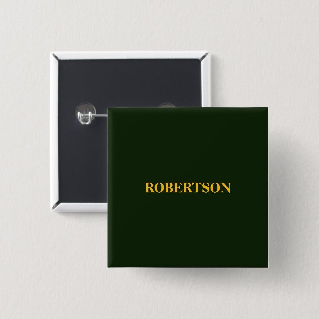 Bóton Quadrado 5.08cm Nome personalizado minimalista verde  (Frente & Verso)