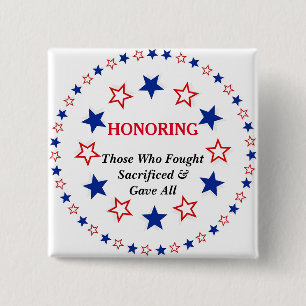 Bóton Quadrado 5.08cm Nome Personalizado Texto Estrelas Patrióticas Mod