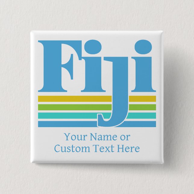Bóton Quadrado 5.08cm Nome Personalizado / Texto Fiji (Frente)