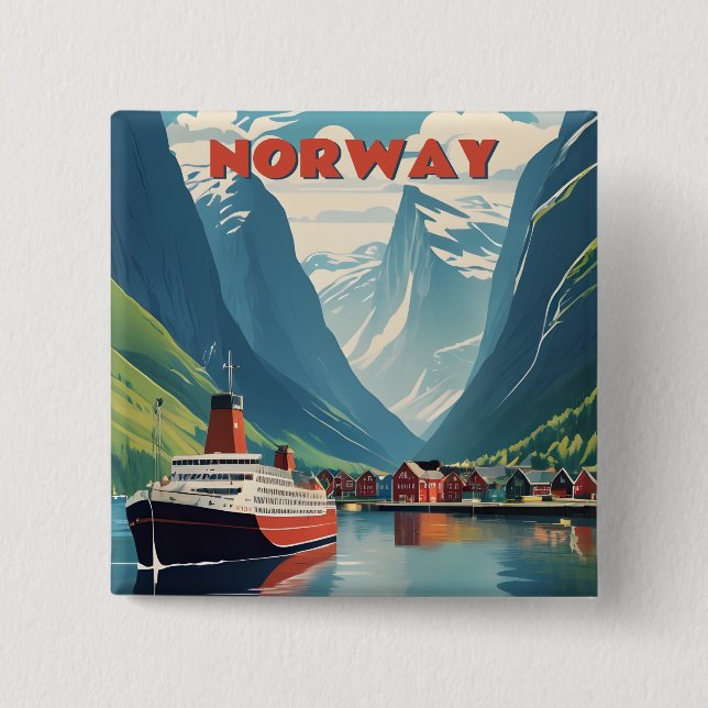 Bóton Quadrado 5.08cm Noruega (Frente)