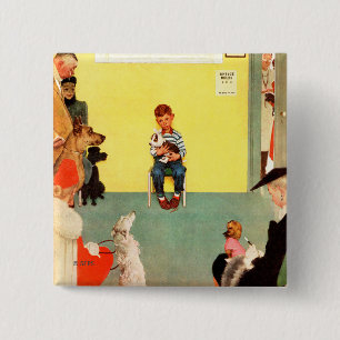 Bóton Quadrado 5.08cm Nos veterinários por Norman Rockwell