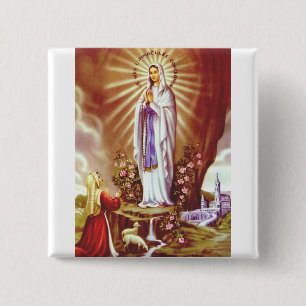 Bóton Quadrado 5.08cm Nossa Senhora de Lourdes