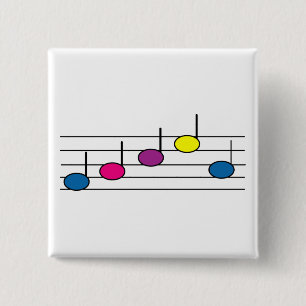 Bóton Quadrado 5.08cm Notas de música Cor-de-rosa púrpura azul