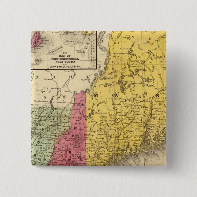 Bóton Quadrado 5.08cm Nova Inglaterra 3 (Frente)