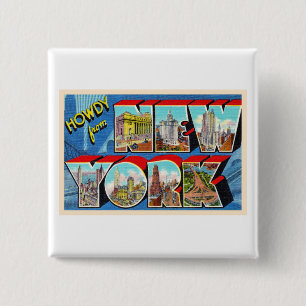 Bóton Quadrado 5.08cm Nova Iorque NYC NY Vintage - Letra grande