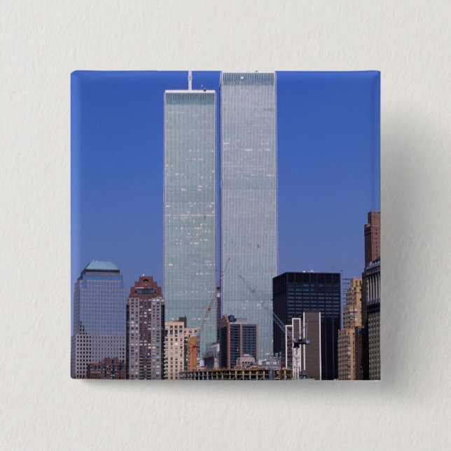 Bóton Quadrado 5.08cm Nova York, EUA. Torres gêmeas do famoso mundo (Frente)