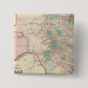 Bóton Quadrado 5.08cm Novo Mapa do Estado do Texas