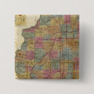 Bóton Quadrado 5.08cm Novo mapa setorial do Estado de Illinois 2