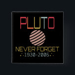 Bóton Quadrado 5.08cm Nunca Esqueça Plutão Retro Espaço Engraçado, Ciênc<br><div class="desc">PLUTO Nunca Esqueça 1930-2006 Estilo Retro Espaço Engraçado,  Humor científico Presente perfeito para o amante da ciência em sua vida!</div>