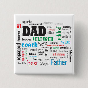 Bóton Quadrado 5.08cm Nuvem do Word de Melhor Pai