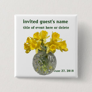Bóton Quadrado 5.08cm O amarelo floresce o nome de etiqueta