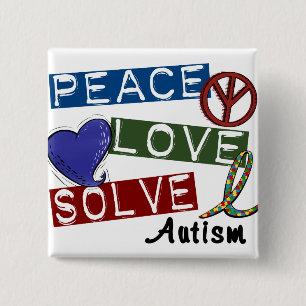 Bóton Quadrado 5.08cm O AMOR da PAZ RESOLVE t-shirt de 1 autismo