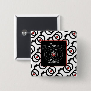 Bóton Quadrado 5.08cm O amor do casamento gay é botão do quadrado do
