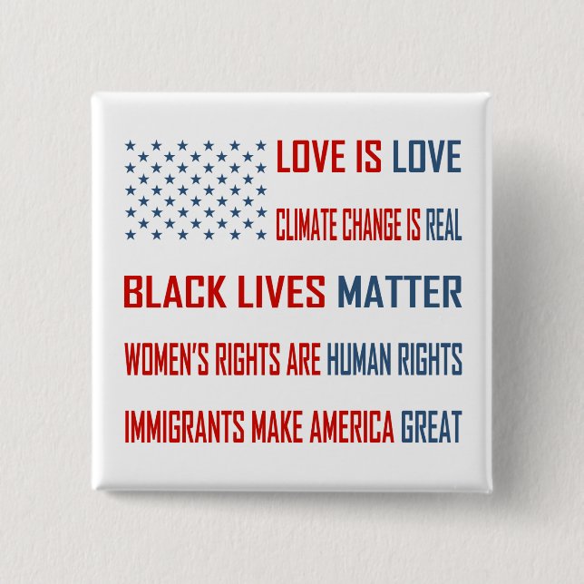 Bóton Quadrado 5.08cm O amor é botão do quadrado do amor (Frente)