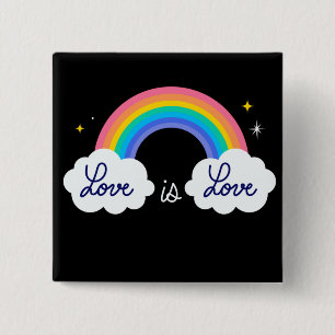 Bóton Quadrado 5.08cm O amor é o amor. LGBT+orgulho. Botão Arco-Íris