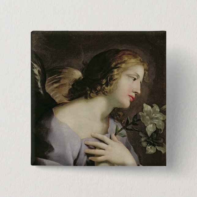 Bóton Quadrado 5.08cm O anjo do aviso, c.1650 (Frente)
