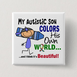 Bóton Quadrado 5.08cm O autismo COLORE SEU PRÓPRIO filho do MUNDO