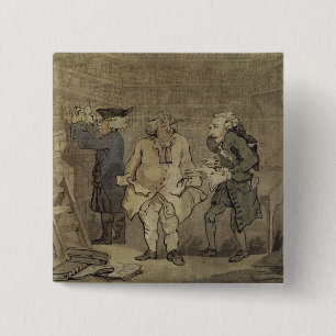 Bóton Quadrado 5.08cm O autor e seu editor, 1784 (lavagem cinzenta e