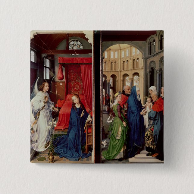 Bóton Quadrado 5.08cm O aviso e a apresentação no templo (Frente)
