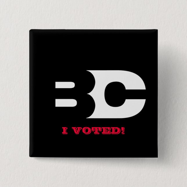 BÓTON QUADRADO 5.08CM O B-CAST "EU VOTEI" O BOTÃO (Frente)