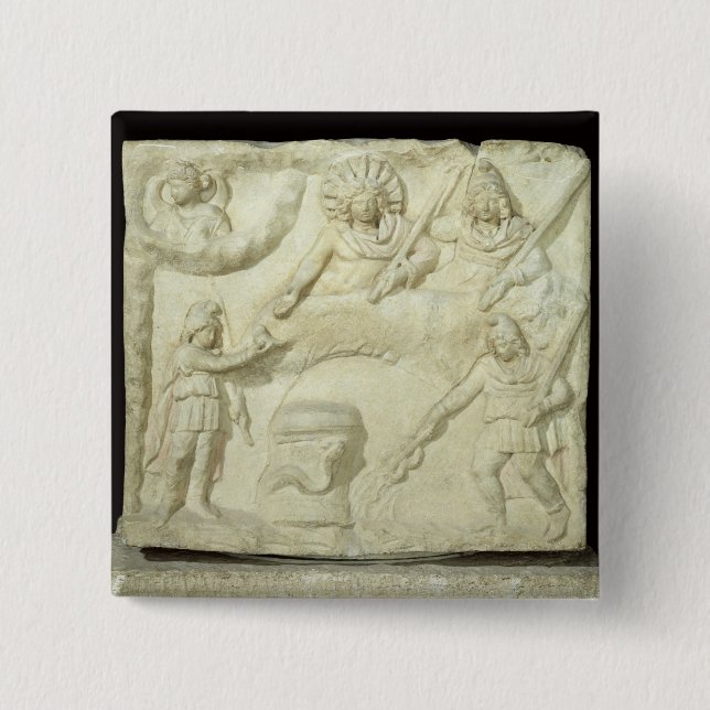 Bóton Quadrado 5.08cm O banquete de Mithras e do Sun (Frente)