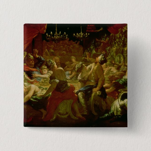 Bóton Quadrado 5.08cm O banquete do Belshazzar (Frente)