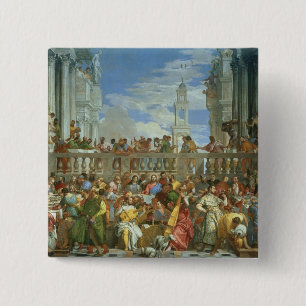 Bóton Quadrado 5.08cm O banquete do casamento em Cana, c.1562 (óleo em