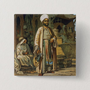 Bóton Quadrado 5.08cm O barbeiro, da "lembrança do Cairo", 1862 (litho)